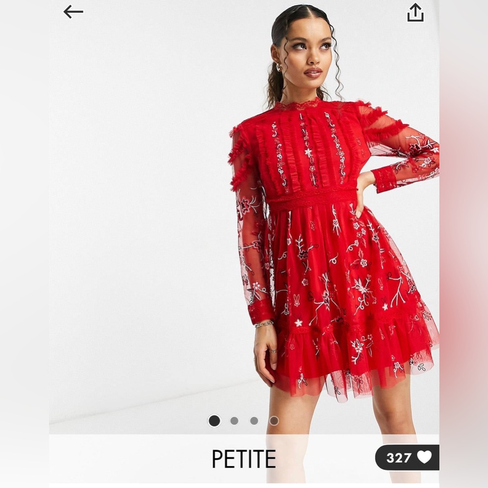 Frock and Frill Petite embellished midi dress in red